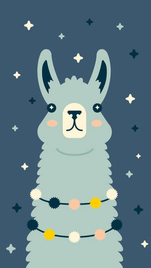 Blue Vector Llama Phone Wallpaper