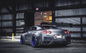 Blue Wheels Gray Nissan Gt R 4k Wallpaper