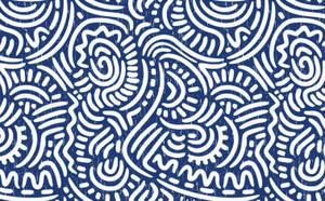 Blue White Boho Doodle Wallpaper