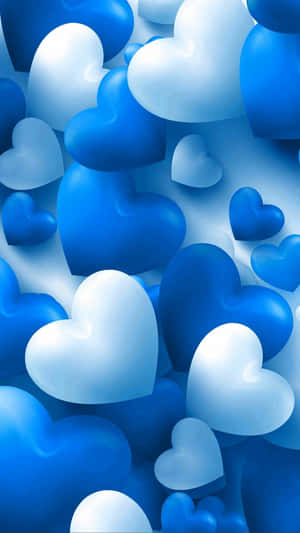 Blue White Hearts Background Wallpaper