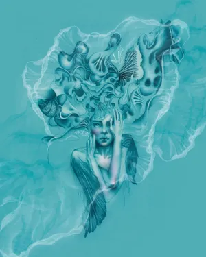 Blue Woman Portrait Art Wallpaper