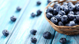 Blueberries On Woven Basket Wallpaper