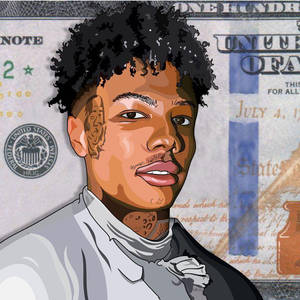 Blueface Flaunting A 100 Dollar Bill Wallpaper