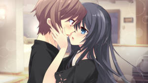 Blushing Cute Anime Couple Wallpaper