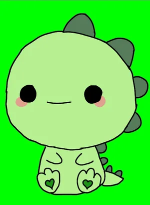 Blushing Green Cute Dino Stegosaurus Illustration Wallpaper