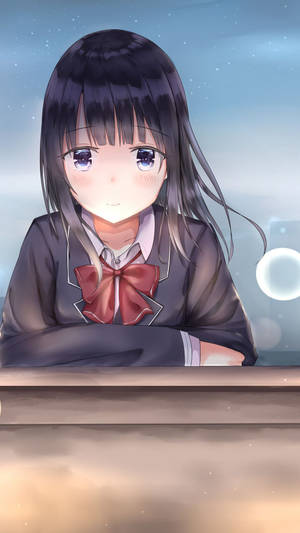 Blushing Sad Anime Girl Wallpaper