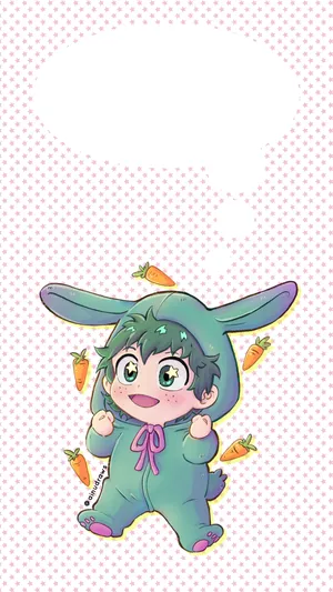 Bnha Chibi Midoriya Bunny Onesie Wallpaper