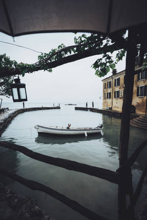 Boat In The Canal Wallpaper