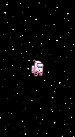 Boba Pink Among Us Space Wallpaper