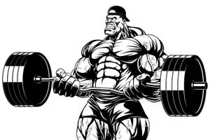 Bodybuilder Weight Lifting Vector Art Wallpaper