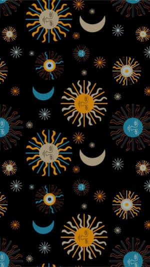 Bohemian_ Sun_and_ Moon_ Pattern Wallpaper