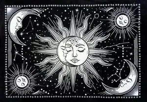 Bohemian Sun Moon Art Wallpaper
