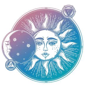 Bohemian Sun Moon Art Wallpaper