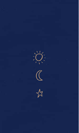 Bohemian Sun Moon Star Navy Background Wallpaper