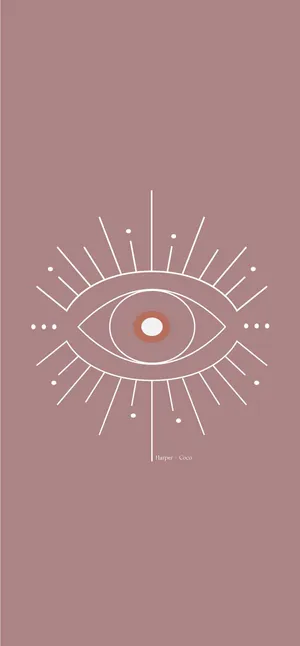 Boho Aesthetic Eye White Outline Wallpaper