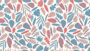 Boho Aesthetic Pink And Blue Leaves Wallpaper