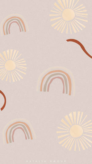 Boho Aesthetic Rainbows And Suns Wallpaper
