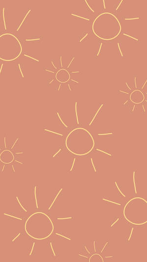 Boho Aesthetic Sun Outline Doodle Wallpaper