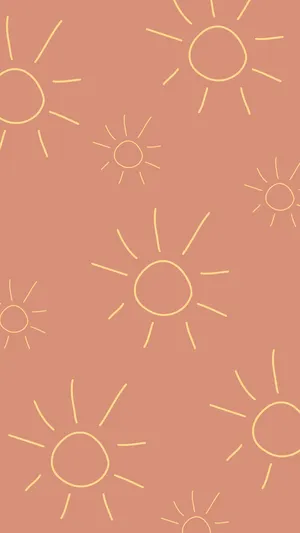 Boho Aesthetic Sun Outline Doodle Wallpaper