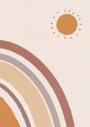 Boho Iphone Sun With Autumn Rainbow Wallpaper