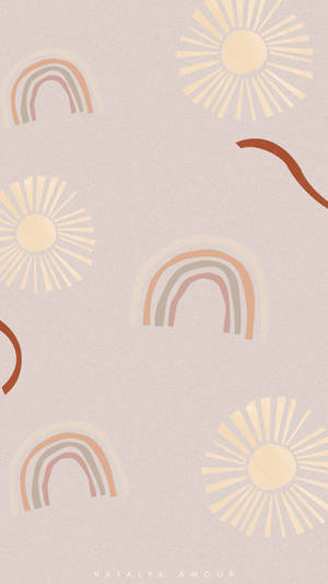 Boho Iphone Suns, Rainbows, And Ribbons Wallpaper