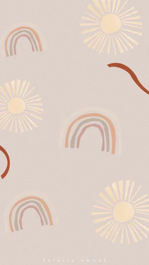 Boho Iphone Suns, Rainbows, And Ribbons Wallpaper