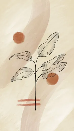 Boho Leaves With Neutral Colors Wallpaper