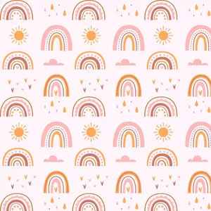 Boho Rainbow Pink Sun Clouds Wallpaper