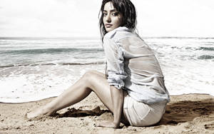 Bollywood Neha Sharma In Beach Shore Wallpaper