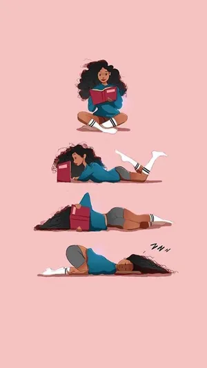 Bookish Cute Black Girl Wallpaper