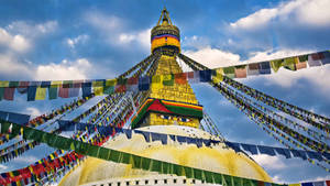 Boudhanath: The Sacred Yellow Dome Stupa Of Kathmandu Wallpaper