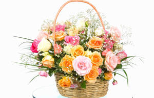 Bouquet Wicker Basket Wallpaper