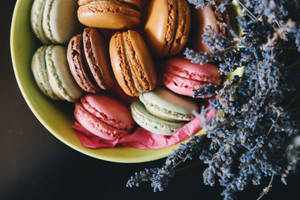 Bowl Of Macarons Desserts Wallpaper