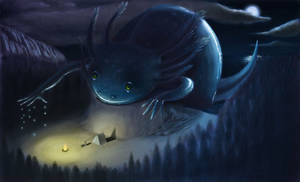 Boy And Axolotl Digital Art Wallpaper