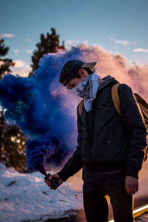 Boy With Blue Smoke Wallpaper