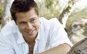 Brad Pitt White Shirt Trees Wallpaper