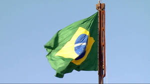 Brazil Flag In Old Flag Pole Wallpaper