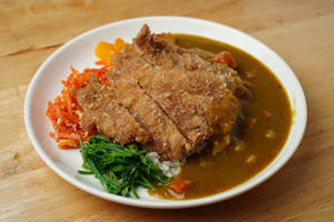 Breaded Tonkatsu With Sauce And Shredded Veggies Wallpaper