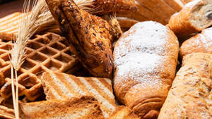 Breads With Waffles And Wheat Wallpaper