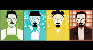 Breaking Bad Colored Cartoon Portrait Wallpaper