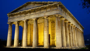 Breathtaking View Of Historic Athens At Dusk Wallpaper