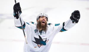 Brent Burns San Jose Sharks Celebrating Win Wallpaper