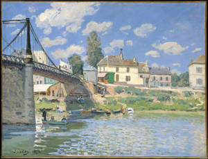 Bridge At Villeneuve-la-garenne Impressionist Art Wallpaper