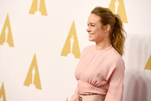 Brie Larson Posing In A Stunning Photoshoot Wallpaper