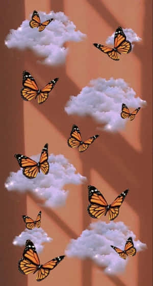 Bright, Blue Butterfly Makes Its Way Across The Sky Wallpaper