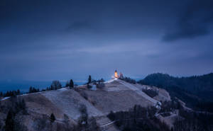 Bright Chapel Near The Hillside Wallpaper