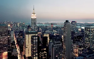 Bright New York Cityscape At Sunset Wallpaper