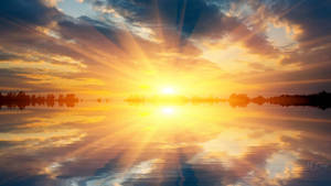 Bright Sunrise On Water Wallpaper