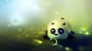 Bright Yellow Cute Panda Wallpaper