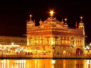 Bright Yellow Lights Golden Temple Hd Wallpaper